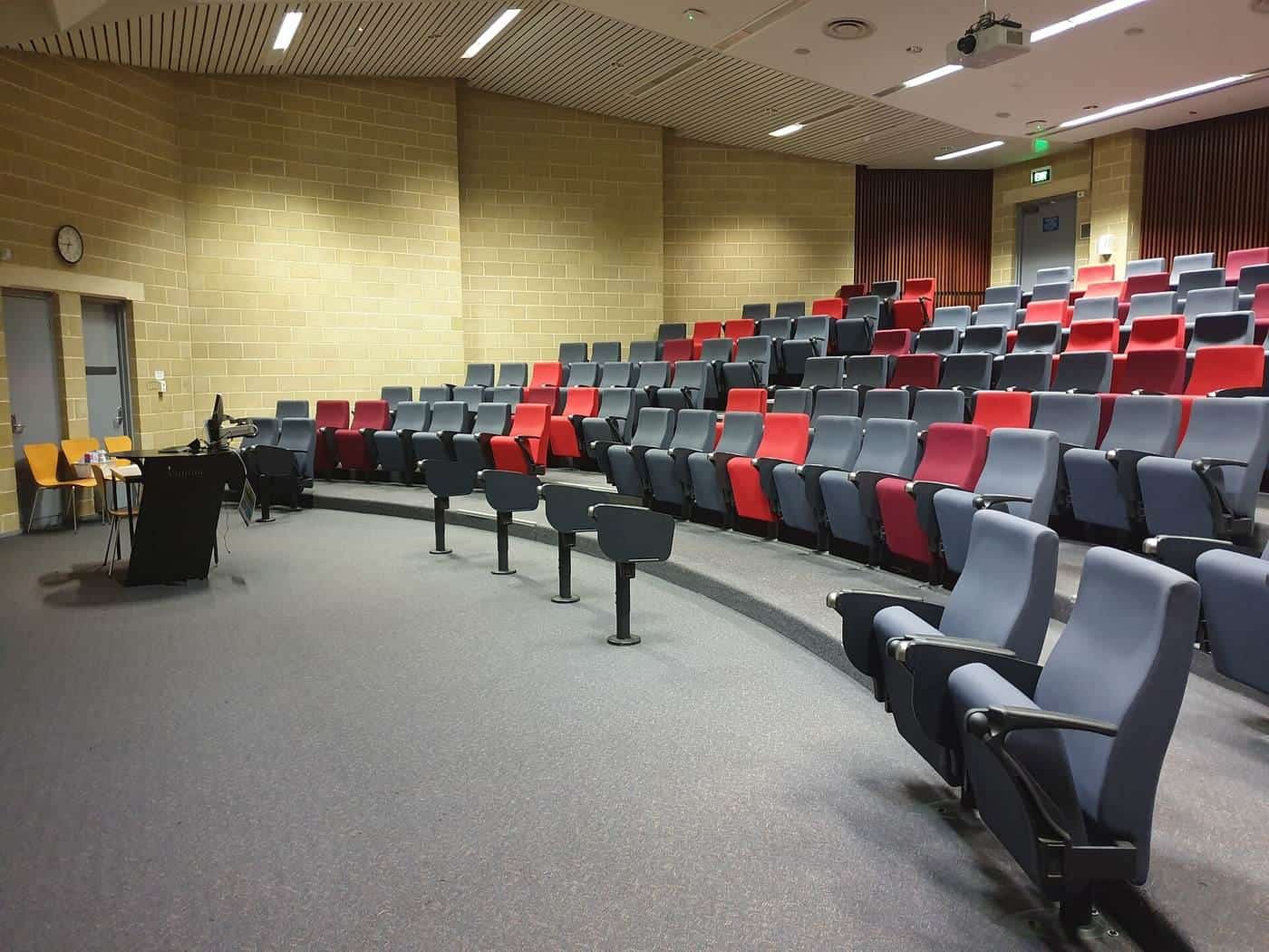 Rows of empty seats in a lecture theatre
