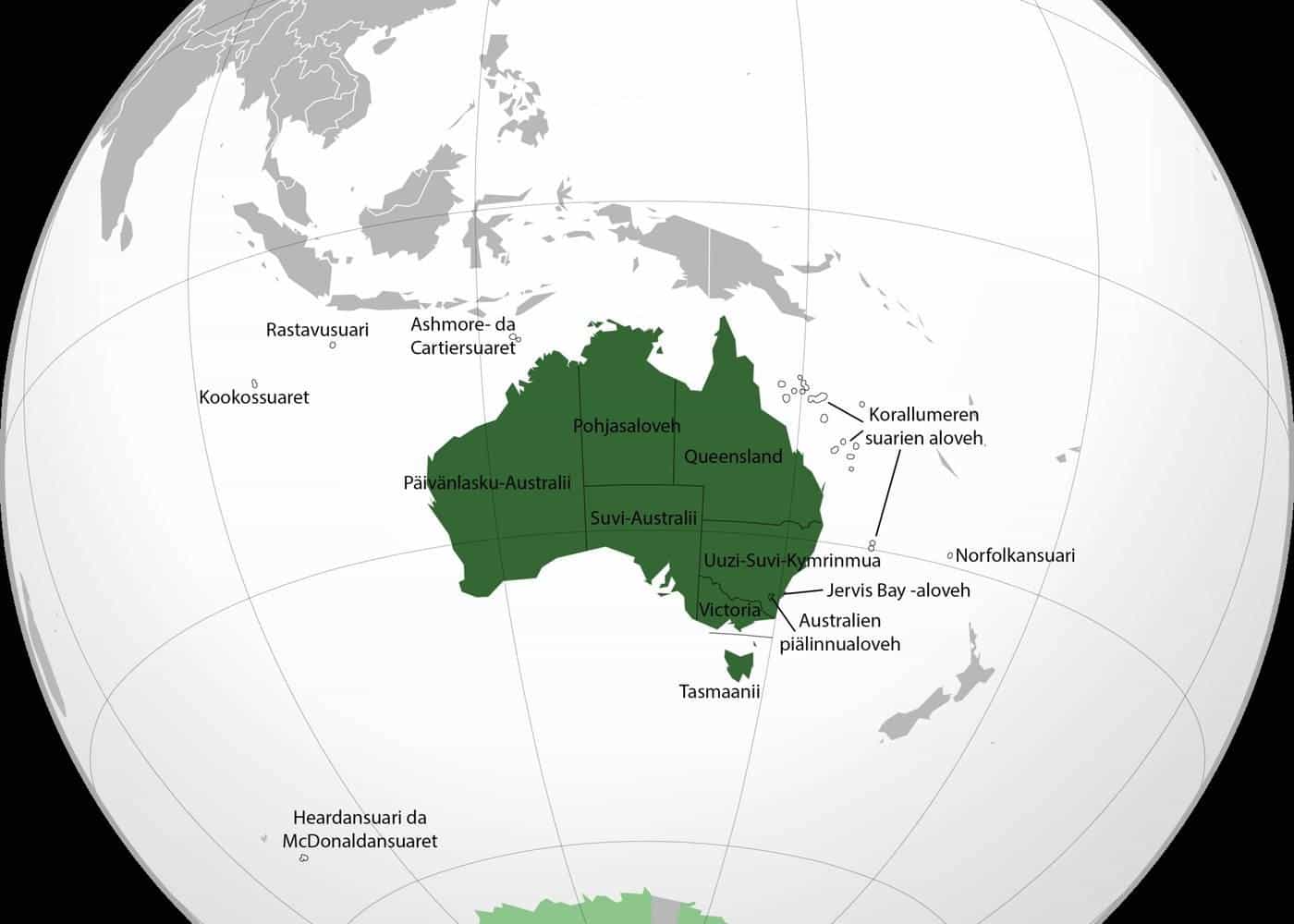 A map of Australia showing its states and territories