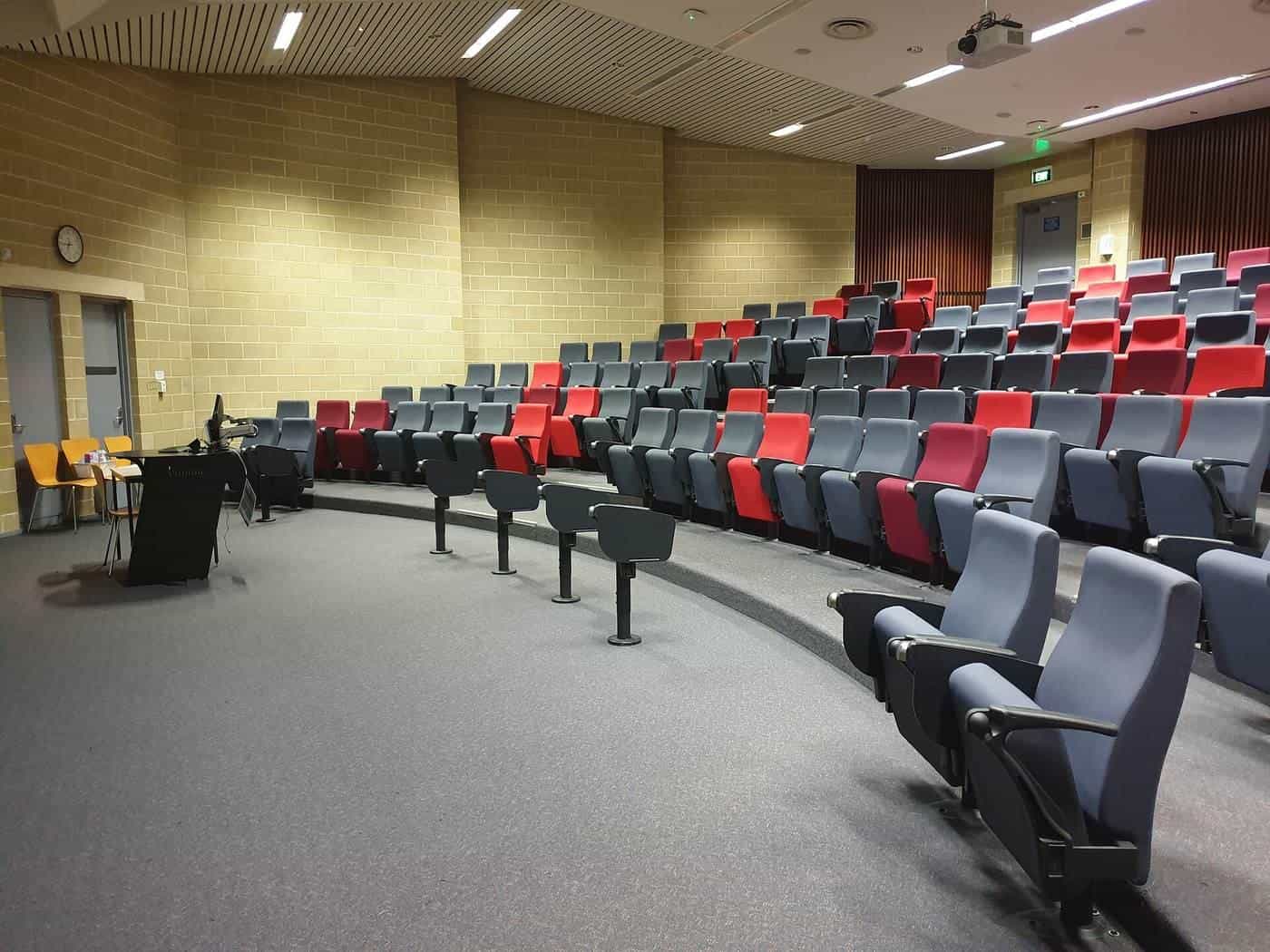 Rows of empty seats in a lecture theatre